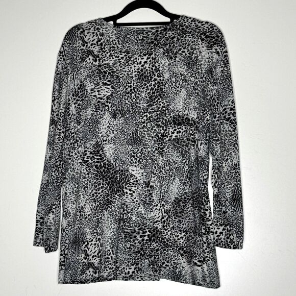 Chico's Leopard Animal Print Blouse Women's Size Large (Chico's Size 2) - Picture 2 of 6